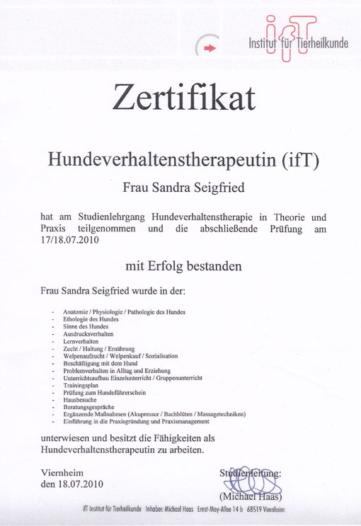 Zertifikat ifT